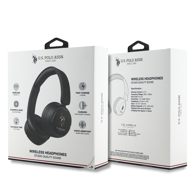 U.S. Polo Assn. Orjinal Licensed Foldable Adjustable Over-Ear Bluetooth Headset with Printing Logo v5.3 - 13