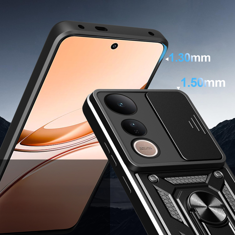 Vivo V50 Lite 4G Kılıf Magnetik Standlı Kamera Korumalı Zore Sürgülü Vega Kapak - 5