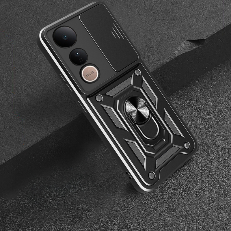 Vivo V50 Lite 4G Kılıf Magnetik Standlı Kamera Korumalı Zore Sürgülü Vega Kapak - 6
