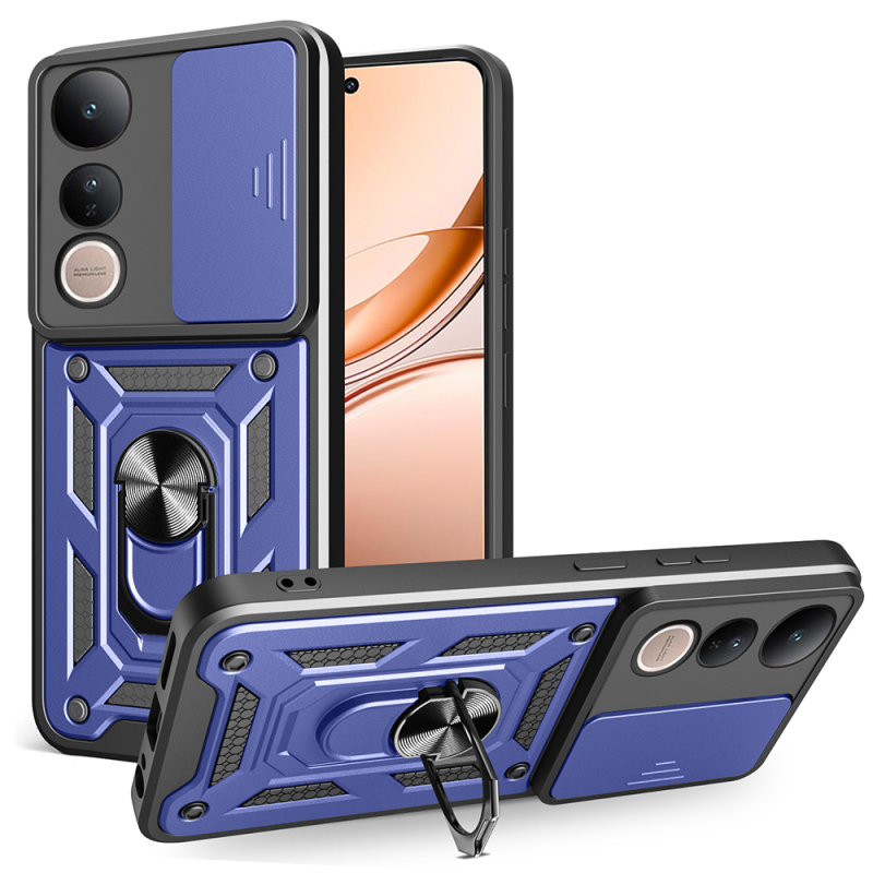 Vivo V50 Lite 4G Kılıf Magnetik Standlı Kamera Korumalı Zore Sürgülü Vega Kapak - 2