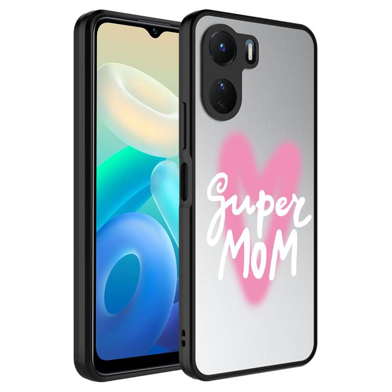 Vivo Y16 Case Mirror Patterned Camera Protected Glossy Zore Mirror Cover - 3