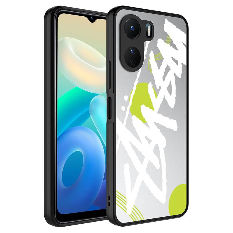 Vivo Y16 Case Mirror Patterned Camera Protected Glossy Zore Mirror Cover - 5