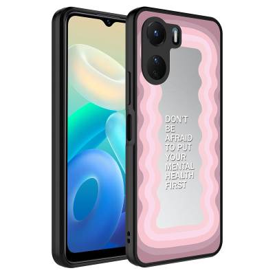 Vivo Y16 Case Mirror Patterned Camera Protected Glossy Zore Mirror Cover - 9