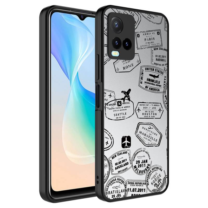 Vivo Y21S Case Mirror Patterned Camera Protected Glossy Zore Mirror Cover - 7