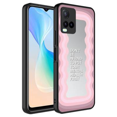 Vivo Y21S Case Mirror Patterned Camera Protected Glossy Zore Mirror Cover - 9