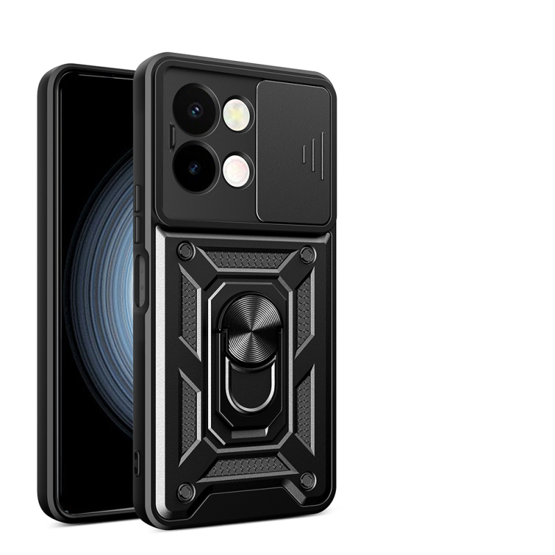 Vivo Y28 Kılıf Magnetik Standlı Kamera Korumalı Zore Sürgülü Vega Kapak - 3