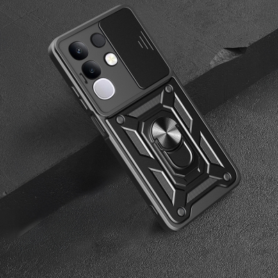 Vivo Y29 4G Kılıf Magnetik Standlı Kamera Korumalı Zore Sürgülü Vega Kapak - 5