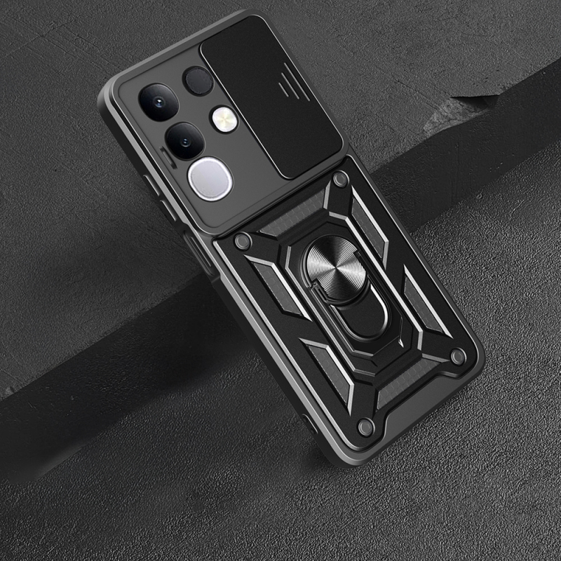 Vivo Y29 4G Kılıf Magnetik Standlı Kamera Korumalı Zore Sürgülü Vega Kapak - 5