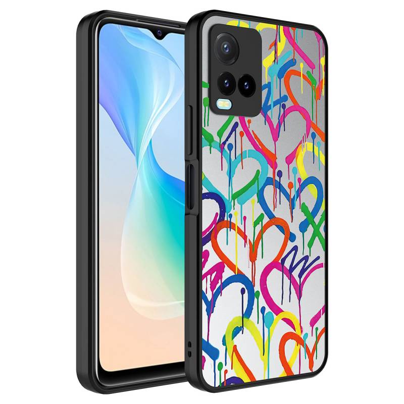 Vivo Y32 Case Mirror Patterned Camera Protected Glossy Zore Mirror Cover - 4