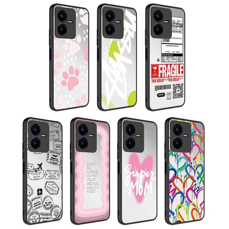 Vivo Y35 Case Mirror Patterned Camera Protected Glossy Zore Mirror Cover - 2