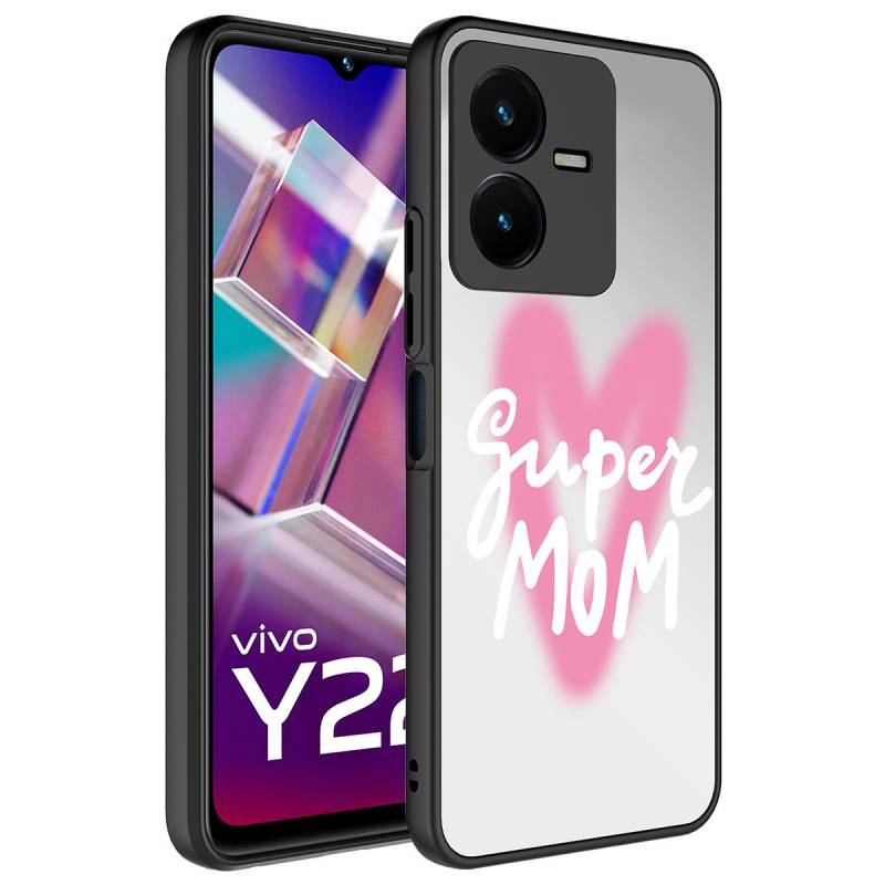 Vivo Y35 Case Mirror Patterned Camera Protected Glossy Zore Mirror Cover - 3
