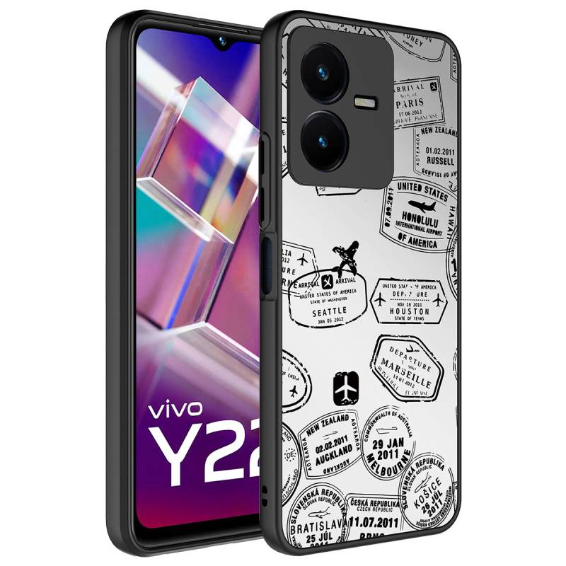 Vivo Y35 Case Mirror Patterned Camera Protected Glossy Zore Mirror Cover - 7