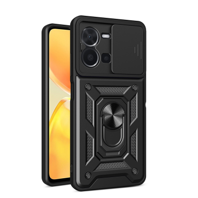 Vivo Y35 Kılıf Magnetik Standlı Kamera Korumalı Zore Sürgülü Vega Kapak - 1