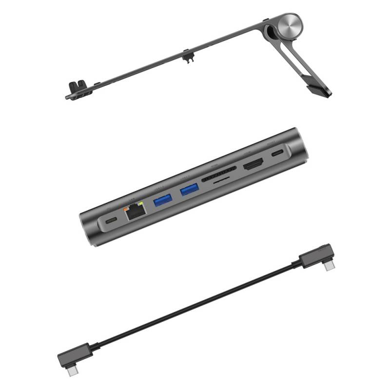 Wiwu A821CH 8in1 Hub Bağlantı İstasyonlu Notebook Laptop Standı PD3.0/USB3.0/RJ45 (1000Mbps)/SD/TF/HDMI (4K@30Hz) - 3