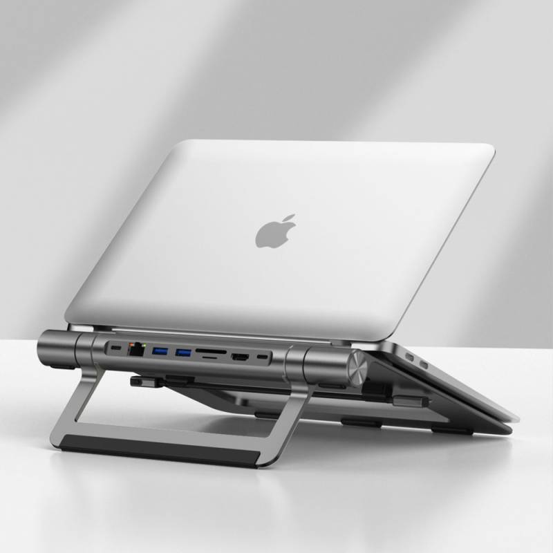 Wiwu A821CH 8in1 Hub Bağlantı İstasyonlu Notebook Laptop Standı PD3.0/USB3.0/RJ45 (1000Mbps)/SD/TF/HDMI (4K@30Hz) - 5
