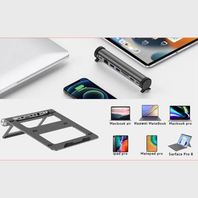 Wiwu A821CH 8in1 Hub Bağlantı İstasyonlu Notebook Laptop Standı PD3.0/USB3.0/RJ45 (1000Mbps)/SD/TF/HDMI (4K@30Hz) - 7