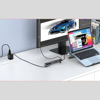 Wiwu A821CH 8in1 Hub Bağlantı İstasyonlu Notebook Laptop Standı PD3.0/USB3.0/RJ45 (1000Mbps)/SD/TF/HDMI (4K@30Hz) - 8