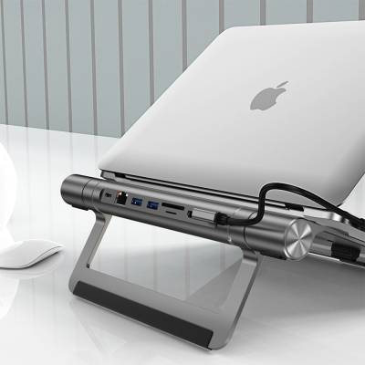 Wiwu A821CH 8in1 Hub Bağlantı İstasyonlu Notebook Laptop Standı PD3.0/USB3.0/RJ45 (1000Mbps)/SD/TF/HDMI (4K@30Hz) - 9