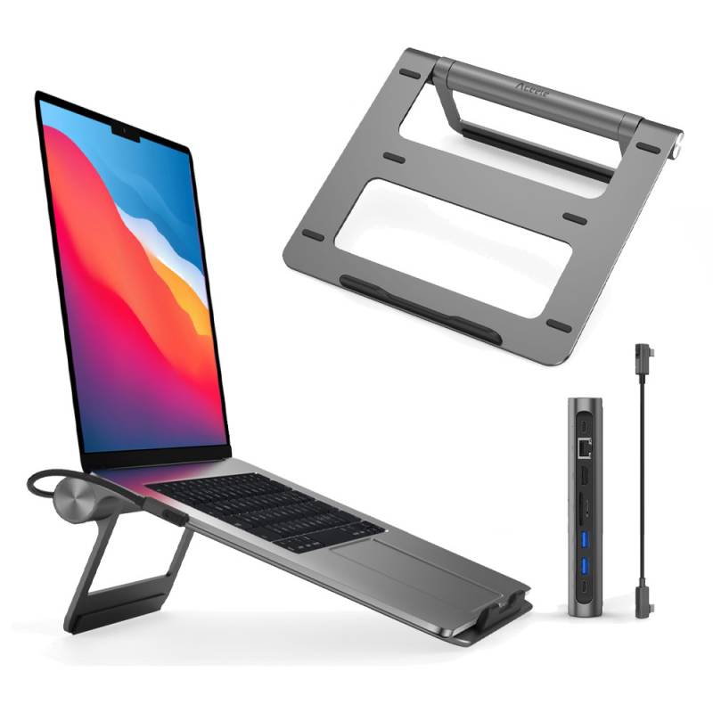 Wiwu A821CH 8in1 Notebook Laptop Stand with Docking Station PD3.0/USB3.0/RJ45 (1000Mbps)/SD/TF/HDMI (4K@30Hz) - 6