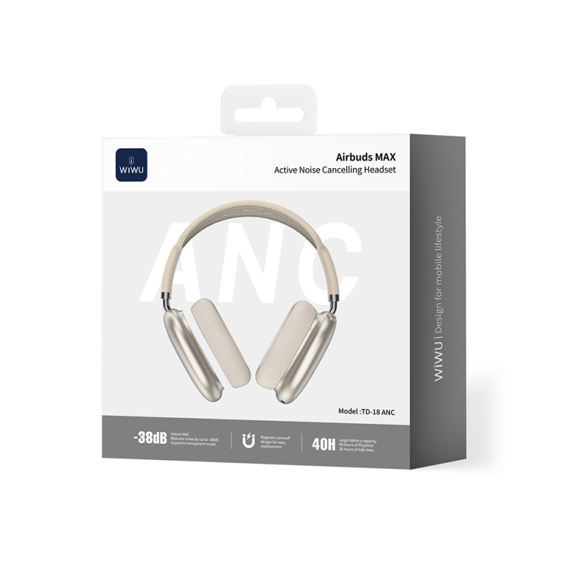 Wiwu Airbuds Max TD-18 ANC Active Noise Cancelling Over-Ear Bluetooth Headphones - 20