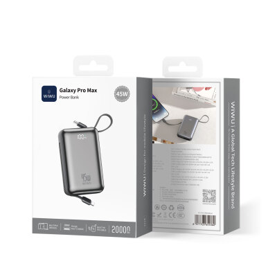 Wiwu AS-182 Galaxy Pro Max Serisi Type-C Lightning Çıkışlı Taşınabilir Powerbank PD 45W 20000mAh - 11