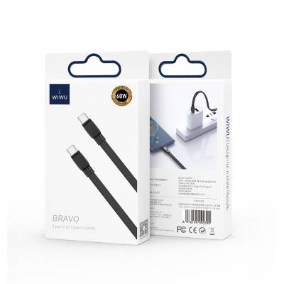 Wiwu Bravo WI-C004 Flat Design 60W Fast Charging Type-C to Type-C PD Cable 1M - 11