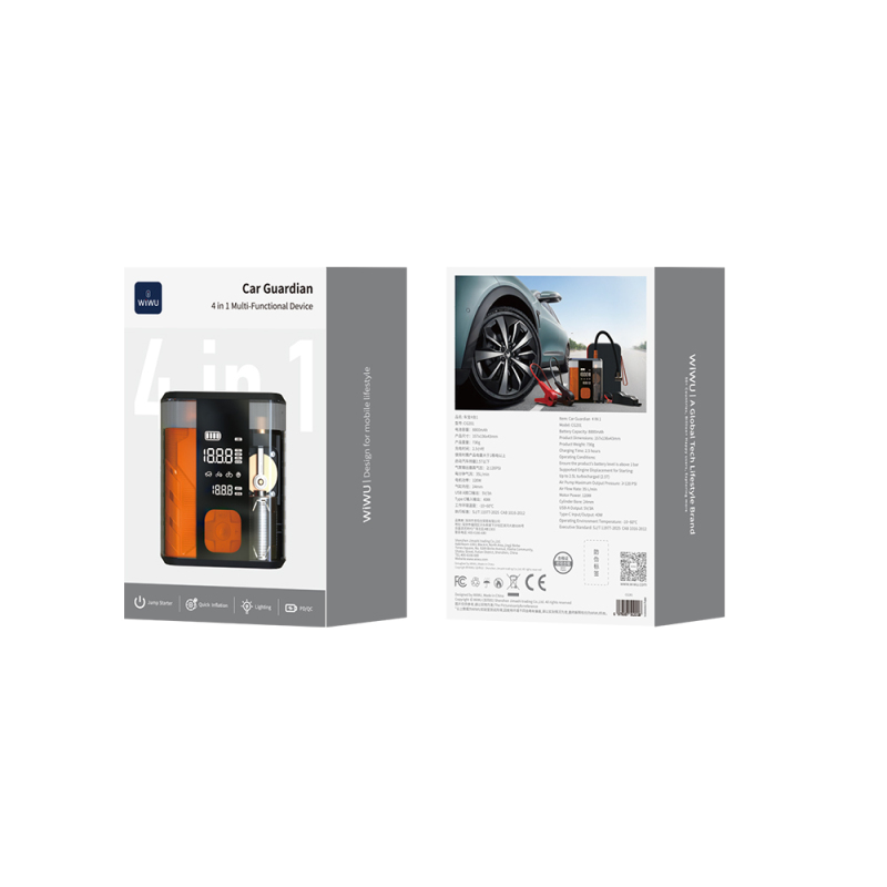 Wiwu CG201 4-in-1 Digital LED Display Car Battery Emergency Jump Starter Powerbank 40W 8800mAh - 6