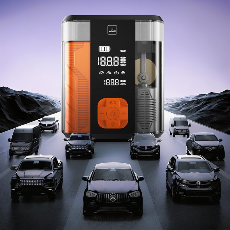 Wiwu CG201 4in1 Dijital LED Göstergeli Araç Akü Acil Durum Takviye Güç Kaynağı Powerbank 40W 8800mAh - 4