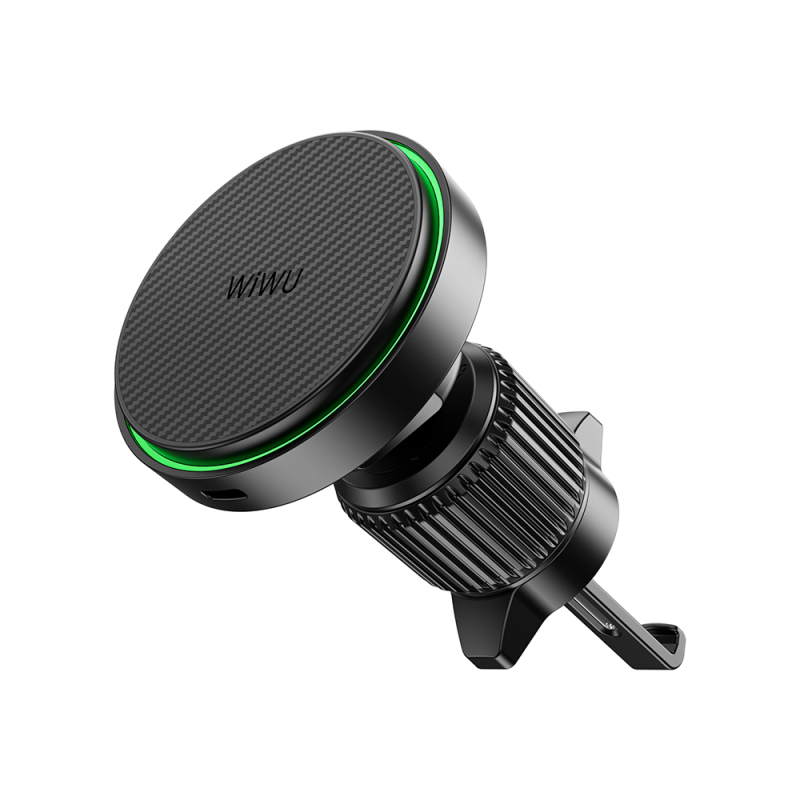 Wiwu CH-325 M-safe Şarj Özellikli Aramid Fiber Qi2 Teknolojili Havalandırma Tasarım Araç Telefon Tutucu 15W - 1