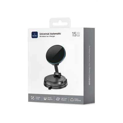 Wiwu CH-326 360 Degree Rotating Vacuum Car Phone Holder with M-safe Charging 15W - 9