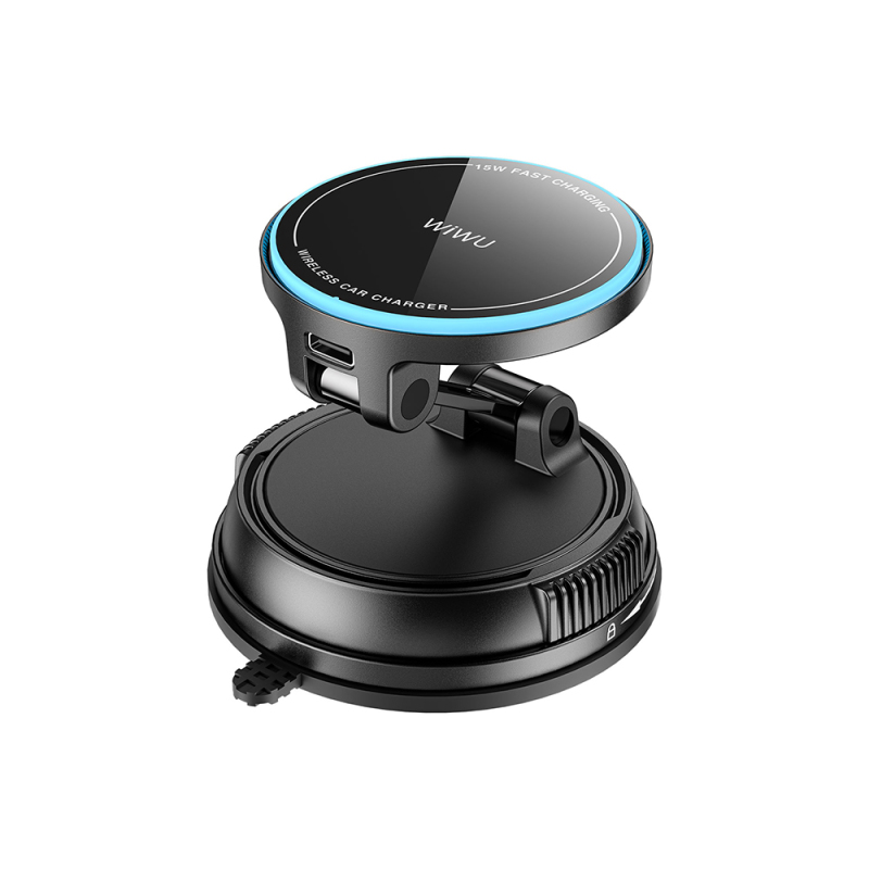 Wiwu CH-326 360 Degree Rotating Vacuum Car Phone Holder with M-safe Charging 15W - 4