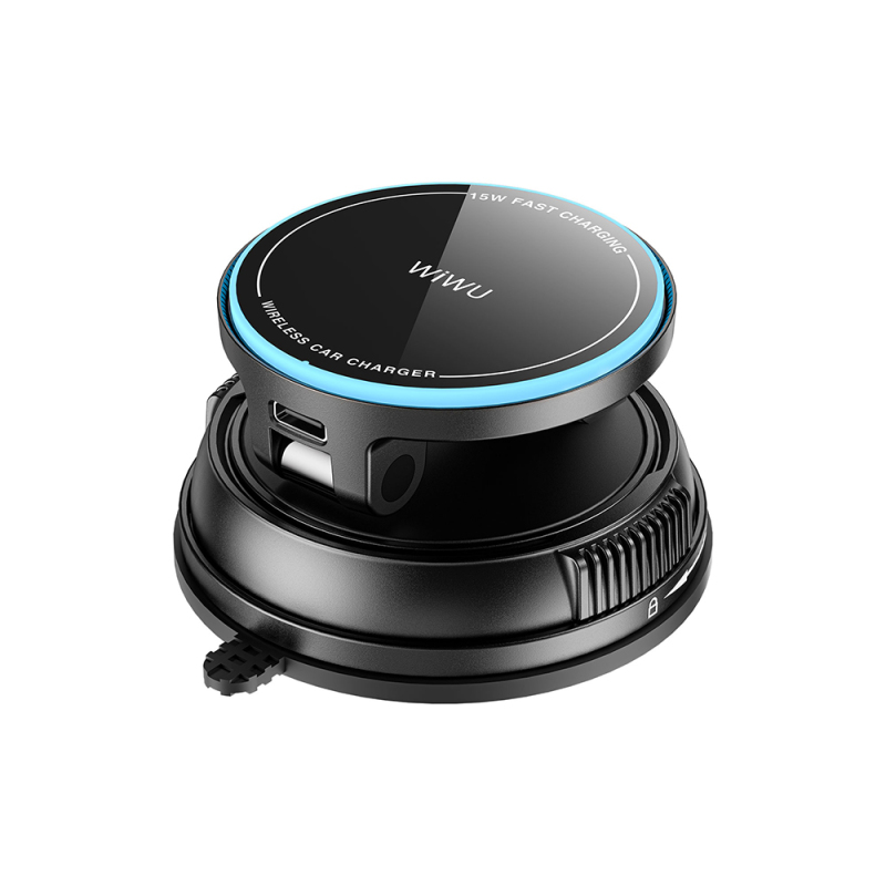Wiwu CH-326 360 Degree Rotating Vacuum Car Phone Holder with M-safe Charging 15W - 5