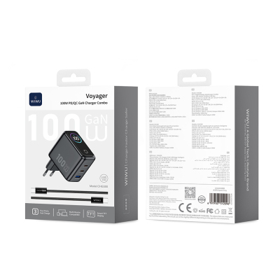 Wiwu CHG300 Voyager Series GaN Technology PD/QC Fast Charging Head with TFT Display 100W - 6