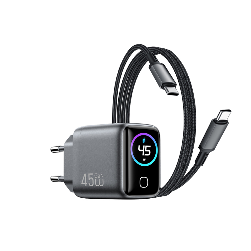 Wiwu CHG500 Voyager Serisi GaN Teknolojili PD/QC TFT Göstergeli Hızlı Şarj Başlığı 45W - 1