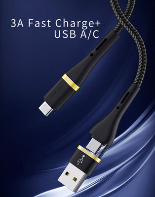 Wiwu ED-106 2 in 1 USB A- Type-C to Type-C Elite Data Cable - 3