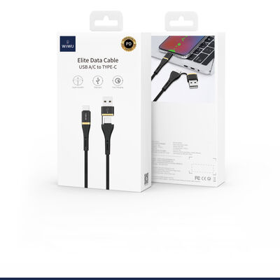 Wiwu ED-106 2 in 1 USB A- Type-C to Type-C Elite Data Cable - 9
