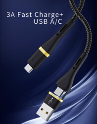 Wiwu ED-106 2 in 1 USB A- Type-C to Type-C Elite Data Kablo - 3