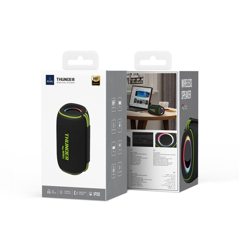 Wiwu H5 Su Geçirmez RGB Işıklı TWS Bluetooth Hoparlör v5.3 15W - 11