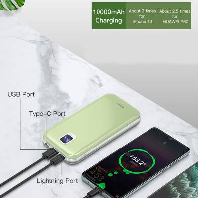 Wiwu JC-16 LED Display Li-Polymer Overcurrent Protection Portable Powerbank PD 20W 10000mAh - 6