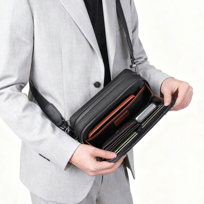 Wiwu Master Genuine Leather Series Fingerprint Lock Multifunctional Leather Crossbody Bag - 4