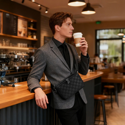 Wiwu Master Genuine Leather Series Fingerprint Lock Multifunctional Leather Crossbody Bag - 6