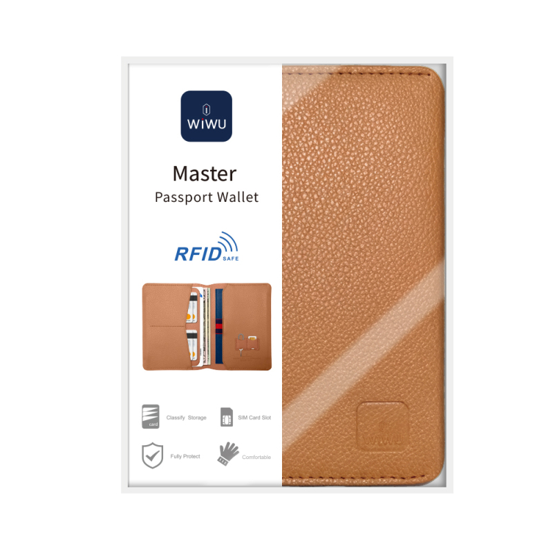 Wiwu Master Passport Wallet, PU Leather Wallet with RFID Card and SIM Card Slots - 13