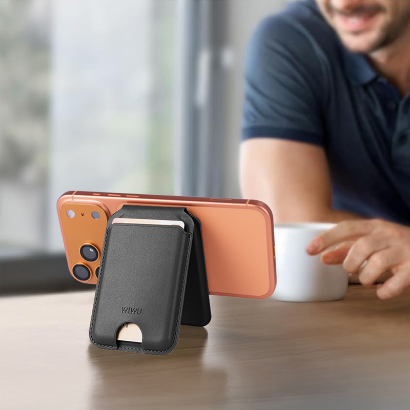 Wiwu MW-007P Magnetic Stand Card Holder Wireless Charging Compatible FindMy and Find Hub Enabled Mag Wallet - 9