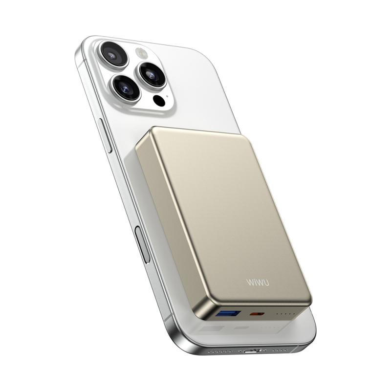 Wiwu P15-1 LED Işık Göstergeli Ultra İnce PD 20W Kablosuz Powerbank 10000mAh 15W - 12