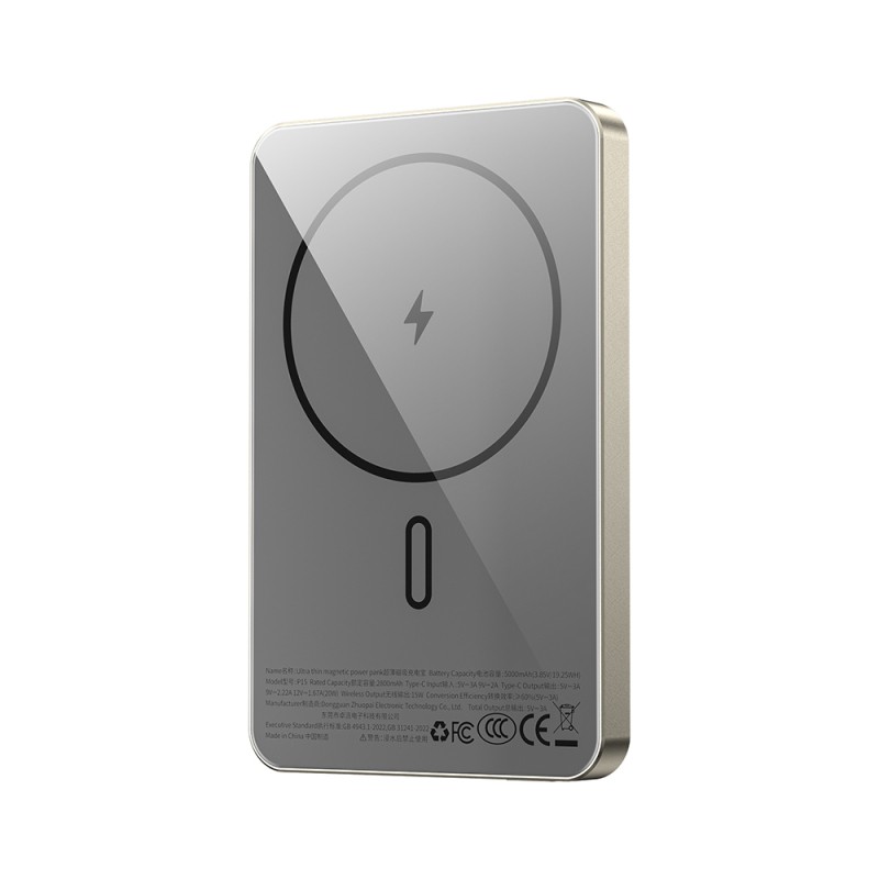 Wiwu P15 LED Işık Göstergeli Ultra İnce PD 20W Kablosuz Powerbank 5000mAh 15W - 4