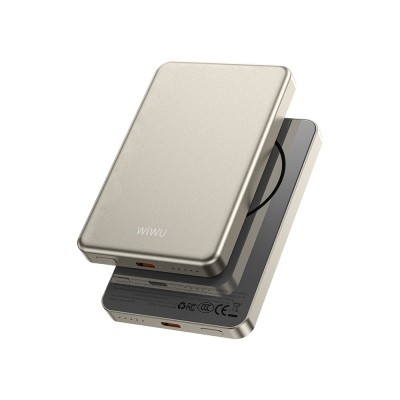 Wiwu P15 LED Işık Göstergeli Ultra İnce PD 20W Kablosuz Powerbank 5000mAh 15W - 5
