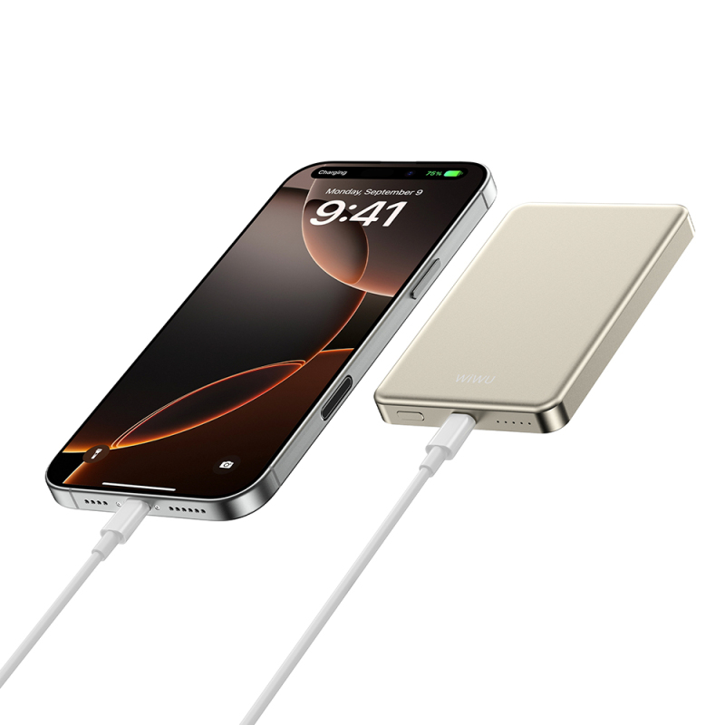 Wiwu P15 Ultra Slim PD 20W Wireless Powerbank with LED Indicator 5000mAh 15W - 7