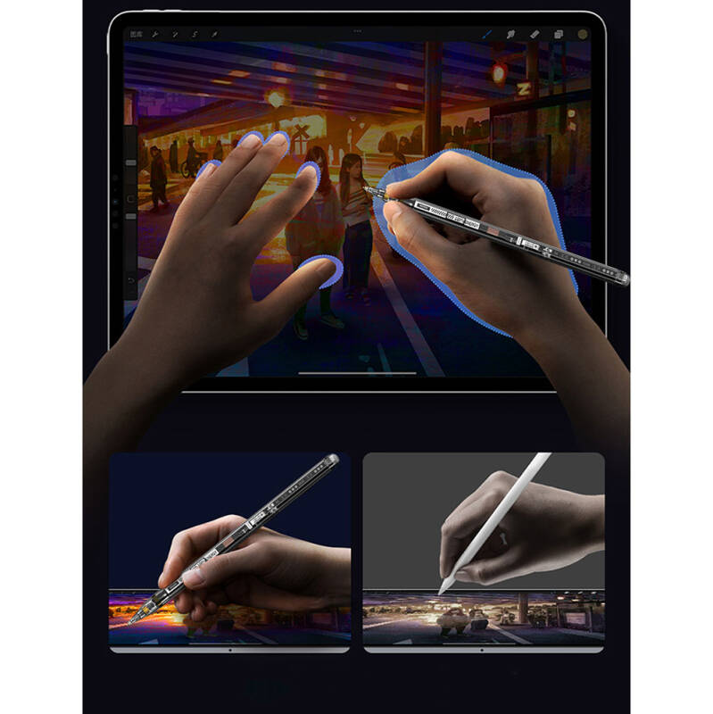 Wiwu Pencil W Pro Touch Drawing Pen with Digital LED Indicator and Palm-Rejection Transparent Appearance Design - 7