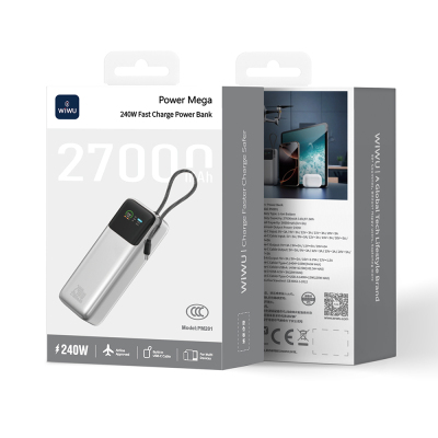 Wiwu PM-201 Power Mega Serisi Type-C Çıkışlı Taşınabilir Powerbank PD 240W 27000mAh - 5