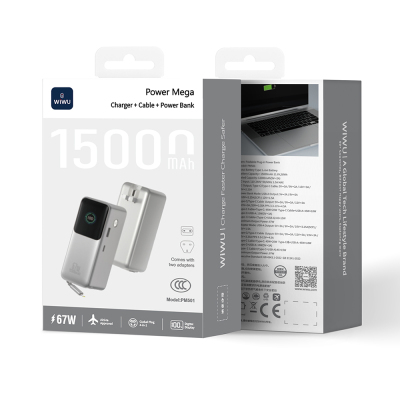 Wiwu PM-501 Power Mega Serisi Type-C Çıkışlı Taşınabilir Powerbank PD 67W 15000mAh - 5